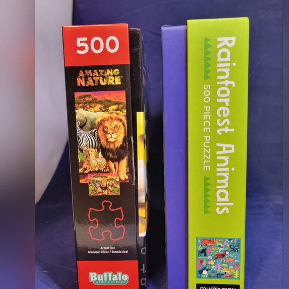 Lot Of 2 Jigsaw Puzzles 500 PC Rainforest (Mudpuppy) & African Animals (Buffalo) - Picture 8 of 11